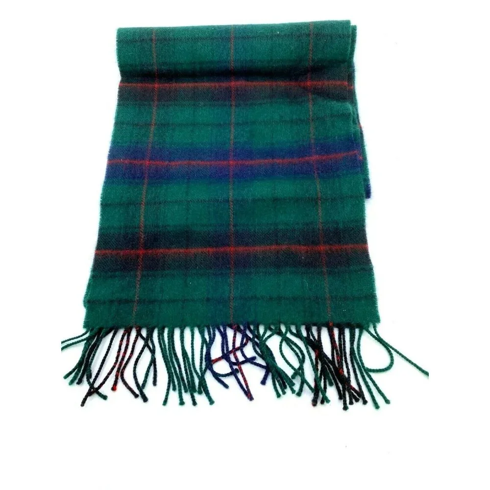 HIGHLANDER COLLECTION by LOHCARRON Scarf Plaid 100% Wool Green 58